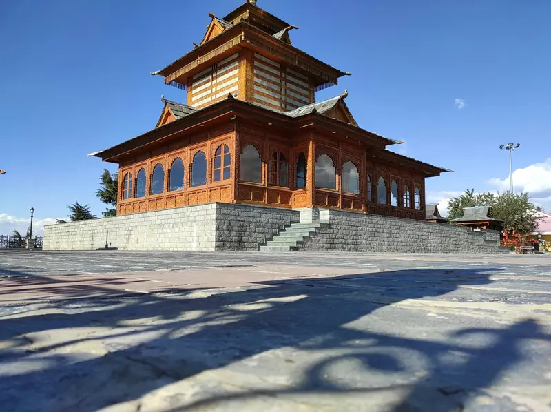 Scenic view of Tara Devi Temple on the hill
